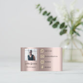 Carte De Visite Logo Social Media QR Code Photo Custom Rose Blush (Debout devant)