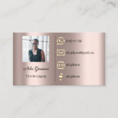 Carte De Visite Logo Social Media QR Code Photo Custom Rose Blush (Devant)