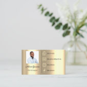 Carte De Visite Logo Social Media QR Code Photo Faux Gold (Debout devant)