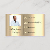 Carte De Visite Logo Social Media QR Code Photo Faux Gold (Devant)