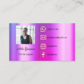 Carte De Visite Logo Social Media QR Code Photo Pink Gold (Devant)