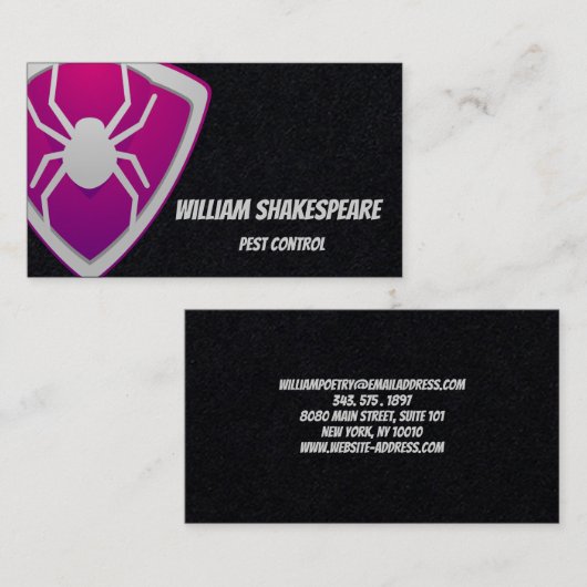 Carte De Visite Logo Spider Shield Protection contre les parasites (Devant / Derrière)