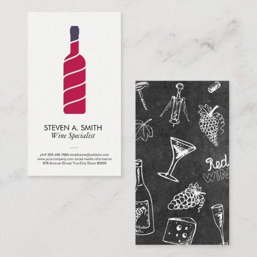 Carte De Visite Logo stylé de bouteilles de vin (Devant / Derrière)
