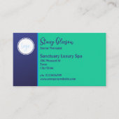 CARTE DE VISITE LOGO STYLISÉ ART DÉCO BLEU TURQUOISE PEACOCK FEATH (Devant)