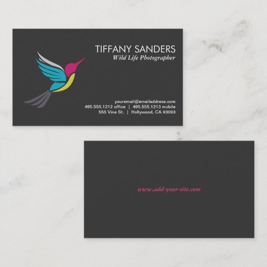 Carte De Visite Logo Stylisé Humming Bird (Devant / Derrière)