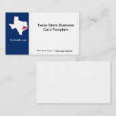Carte De Visite Logo sur l'état du Texas (Devant / Derrière)