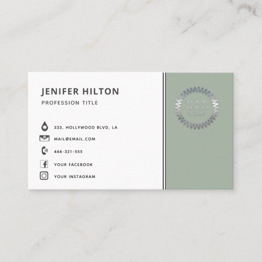 Carte De Visite Logo sur mesure - icônes de médias sociaux minimal (Devant)