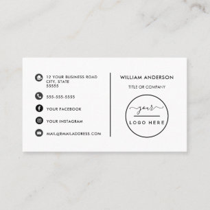 Carte De Visite Logo sur mesure - icônes de médias sociaux minimal