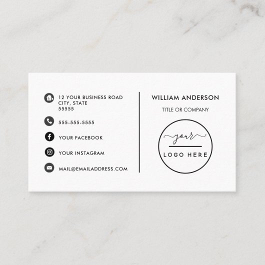 Carte De Visite Logo sur mesure - icônes de médias sociaux minimal (Devant)