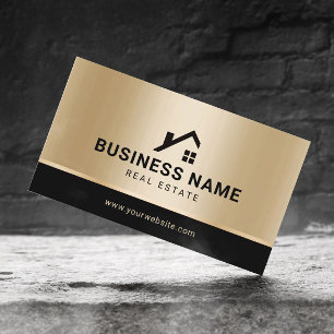 Carte De Visite Logo sur mesure immobilier Realtor Or moderne