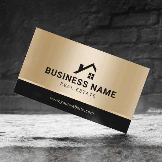 Carte De Visite Logo sur mesure immobilier Realtor Or moderne