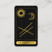 Carte De Visite Logo Tarot céleste Coiffeur Coiffeuses Pins Or (Devant)