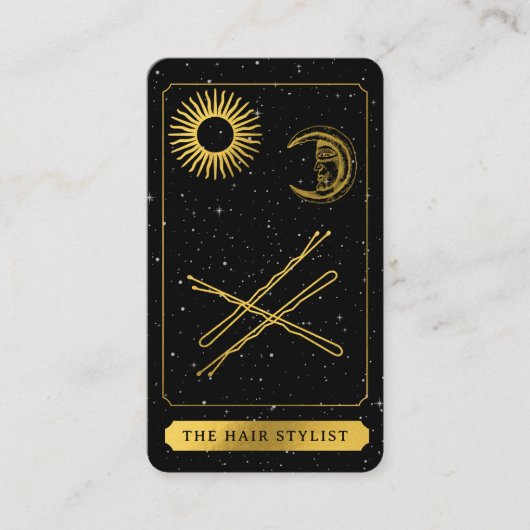 Carte De Visite Logo Tarot céleste Coiffeur Coiffeuses Pins Or (Devant)