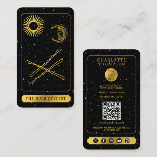 Carte De Visite Logo Tarot céleste Coiffeur Coiffeuses Pins Or
