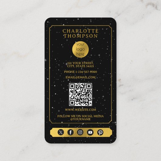 Carte De Visite Logo Tarot céleste Coiffeur Coiffeuses Pins Or (Dos)