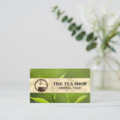 Carte De Visite Logo Tea Steaming | Feuilles de thé (Debout devant)
