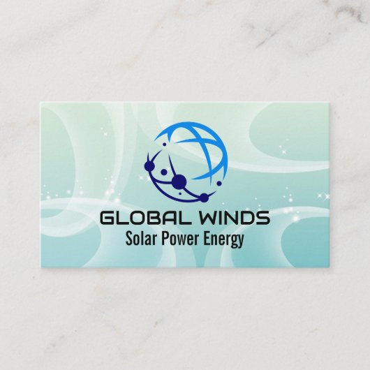Carte De Visite Logo Tech Globe Moderne | Fond de vents solaires (Devant)