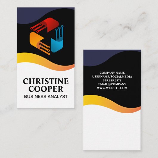 Carte De Visite Logo Tech Modern | Noeuds électroniques (Devant / Derrière)