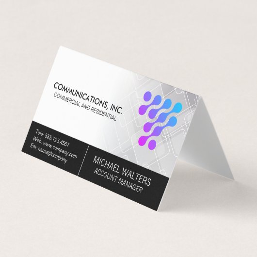 Carte De Visite Logo Tech Moderne | Entreprise de Communication de (Devant)