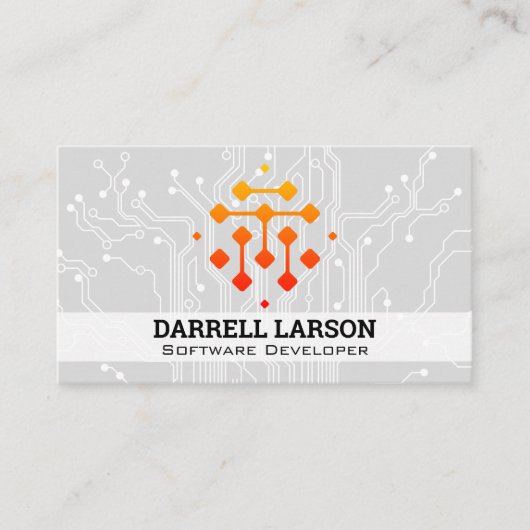 Carte De Visite Logo Tech Moderne | Puce informatique IA (Devant)