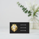 Carte De Visite Logo tendance Black and Faux Gold Lion Head (Debout devant)
