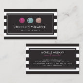 Carte De Visite Logo trio Macaron français rayé de luxe pour boula (Devant / Derrière)