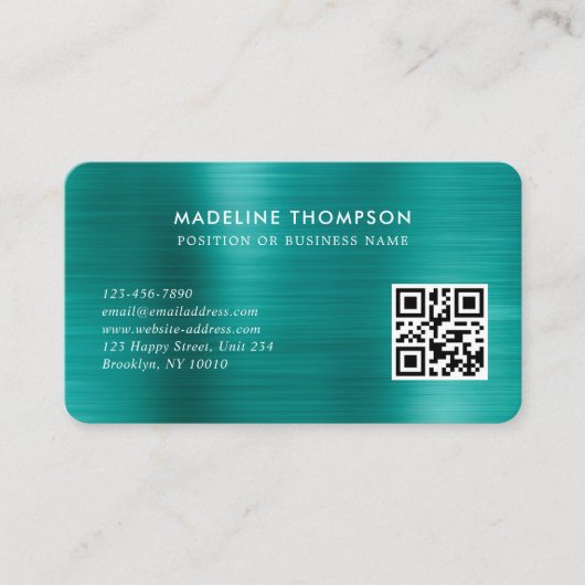 Carte De Visite Logo Turquoise métallique brossé professionnel Cod (Devant)