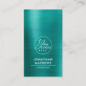 Carte De Visite Logo Turquoise métallique brossé professionnel Cod (Devant)