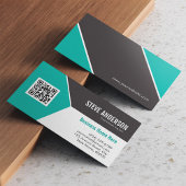 Carte De Visite Logo Turquoise Turquoise Entreprise QR Code