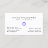 Carte De Visite Logo unique Dentist Purple Tooth Flower (Dos)