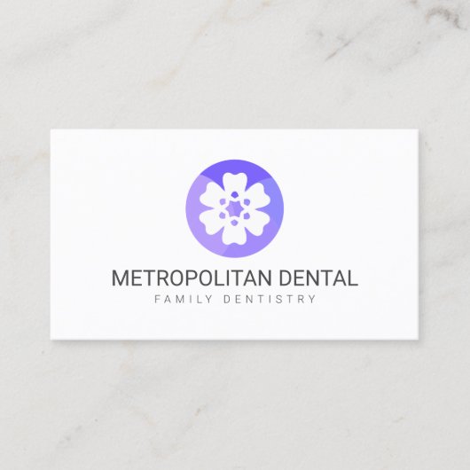 Carte De Visite Logo unique Dentist Purple Tooth Flower (Devant)