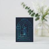 Carte De Visite Logo unique en bleu foncé en cristal de la lune (Debout devant)