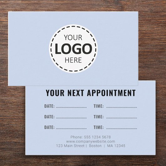 Carte De Visite Logo Upload Modern Simple Appointment Blue