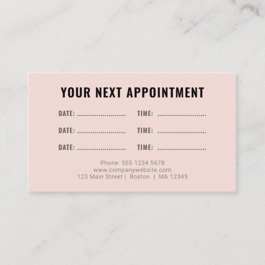 Carte De Visite Logo Upload Modern Simple Appointment Blush (Dos)