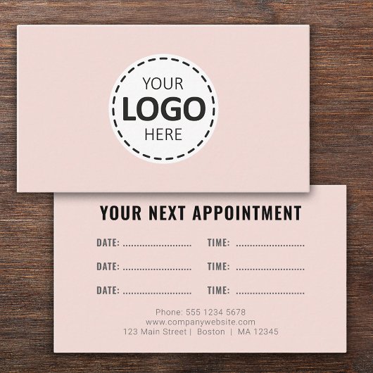 Carte De Visite Logo Upload Modern Simple Appointment Blush