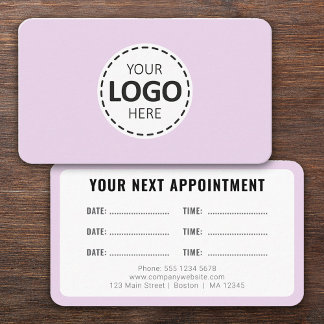 Carte De Visite Logo Upload Modern Simple Appointment Lavender
