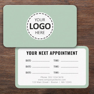Carte De Visite Logo Upload Modern Simple Appointment Olive Green