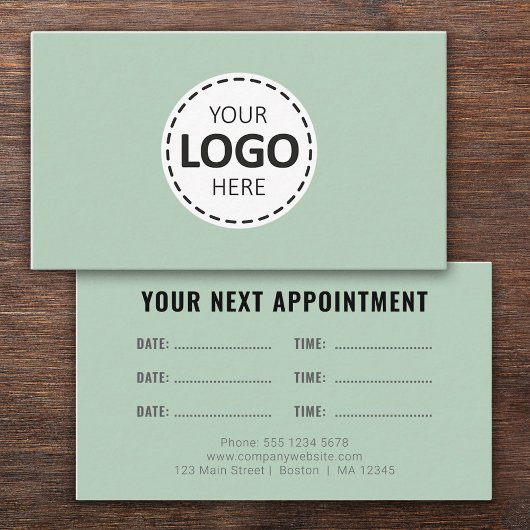 Carte De Visite Logo Upload Modern Simple Appointment Olive Green