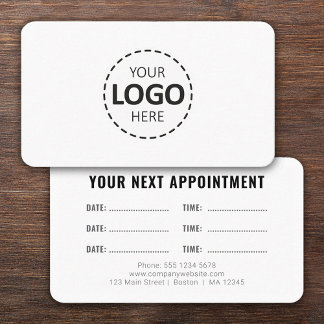 Carte De Visite Logo Upload Modern Simple Appointment White