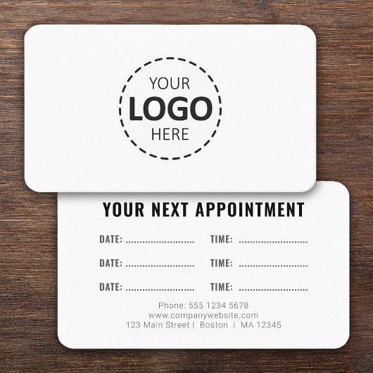 Carte De Visite Logo Upload Modern Simple Appointment White
