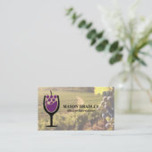 Carte De Visite Logo Verre à Vin | Vignoble (Debout devant)