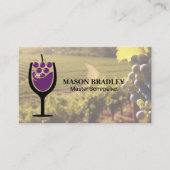 Carte De Visite Logo Verre à Vin | Vignoble (Devant)