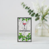 Carte De Visite Logo Verre Vin | Blanc marbre | Vignes (Debout devant)