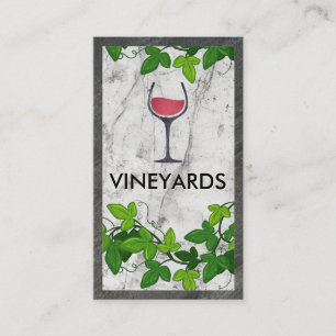 Carte De Visite Logo Verre Vin   Blanc marbre   Vignes