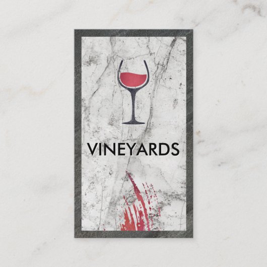 Carte De Visite Logo Verre Vin | MARBRE BLANC | Ajustement de l'ar (Devant)