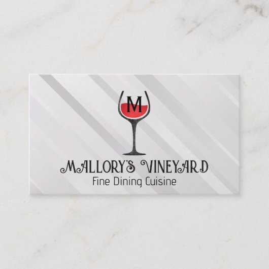 Carte De Visite Logo Verre Vin | Monogramme (Devant)