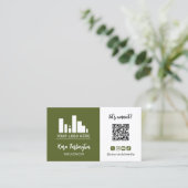 Carte De Visite Logo vert de l'armée QR Code Photo Médias sociaux (Debout devant)