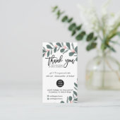 Carte De Visite Logo vert moderne feuillage rose commander merci (Debout devant)