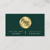 Carte De Visite Logo Vert & Or Moderne Immobilier Code QR (Devant)