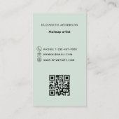 Carte De Visite Logo vert Sage Code Qr médias sociaux (Dos)